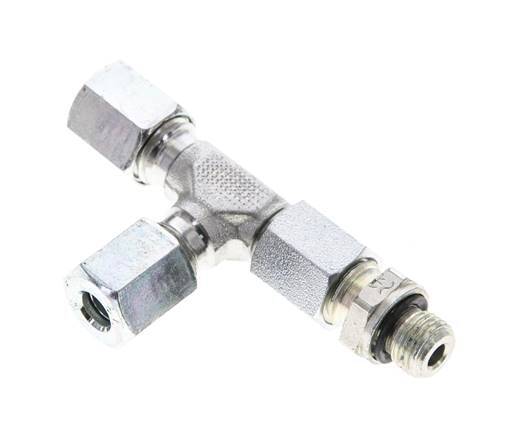 6L & M10x1 Zink Plated Steel Right Angle Tee Cutting Fitting with Male Threads 315 bar Adjustable ISO 8434-1