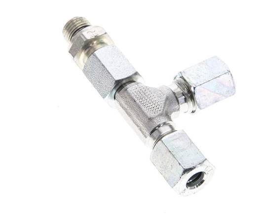 6L & M10x1 Zink Plated Steel Right Angle Tee Cutting Fitting with Male Threads 315 bar Adjustable ISO 8434-1