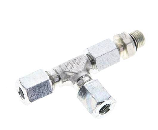 6L & M10x1 Zink Plated Steel Right Angle Tee Cutting Fitting with Male Threads 315 bar Adjustable ISO 8434-1