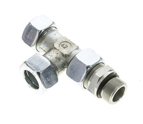 22L & M26x1.5 Zink Plated Steel Right Angle Tee Cutting Fitting with Male Threads 160 bar Adjustable ISO 8434-1