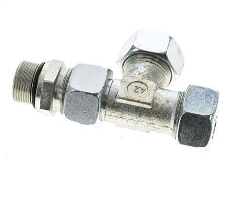 22L & M26x1.5 Zink Plated Steel Right Angle Tee Cutting Fitting with Male Threads 160 bar Adjustable ISO 8434-1