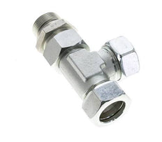 28L & M33x2 Zink Plated Steel Right Angle Tee Cutting Fitting with Male Threads 160 bar Adjustable ISO 8434-1