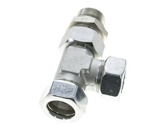 28L & M33x2 Zink Plated Steel Right Angle Tee Cutting Fitting with Male Threads 160 bar Adjustable ISO 8434-1