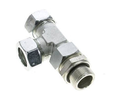 28L & M33x2 Zink Plated Steel Right Angle Tee Cutting Fitting with Male Threads 160 bar Adjustable ISO 8434-1