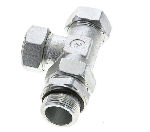 35L & M42x2 Zink Plated Steel Right Angle Tee Cutting Fitting with Male Threads 160 bar Adjustable ISO 8434-1