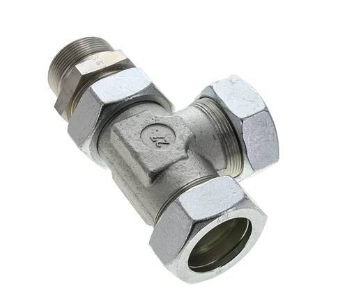 42L & M48x2 Zink Plated Steel Right Angle Tee Cutting Fitting with Male Threads 160 bar Adjustable ISO 8434-1