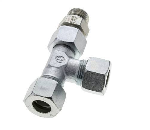 20S & M27x2 Zink Plated Steel Right Angle Tee Cutting Fitting with Male Threads 400 bar Adjustable ISO 8434-1