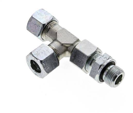 12L & G3/8'' Zink Plated Steel Right Angle Tee Cutting Fitting with Male Threads 315 bar Adjustable ISO 8434-1