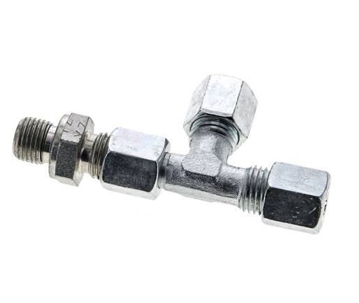 6S & G1/4'' Zink Plated Steel Right Angle Tee Cutting Fitting with Male Threads 630 bar Adjustable ISO 8434-1