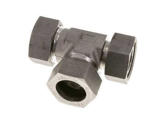 28L Edelstahl rechtwinkliges T-Schneidfitting mit Drehgelenk 160 bar einstellbar ISO 8434-1