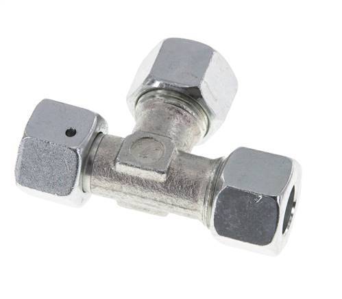 12L Zink Plated Steel Right Angle Tee Cutting Fitting with Swivel 315 bar NBR Adjustable ISO 8434-1