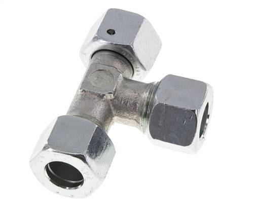 12L Zink Plated Steel Right Angle Tee Cutting Fitting with Swivel 315 bar NBR Adjustable ISO 8434-1