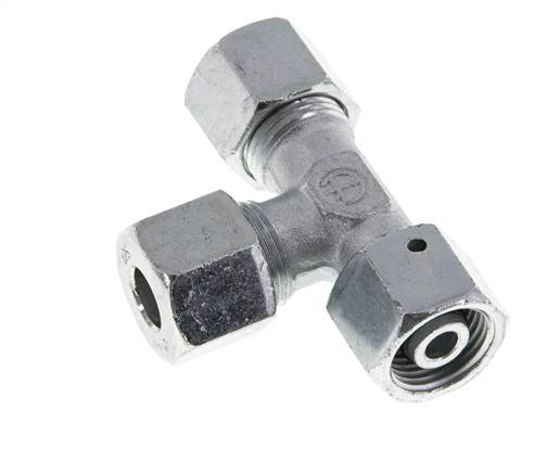 10S Zink Plated Steel Right Angle Tee Cutting Fitting with Swivel 630 bar NBR Adjustable ISO 8434-1