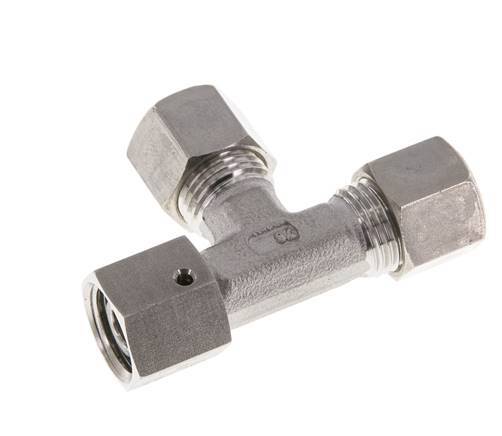 10L Edelstahl rechtwinkliges T-Stück Kompressionsfitting mit Drehgelenk 315 bar FKM Einstellbar ISO 8434-1