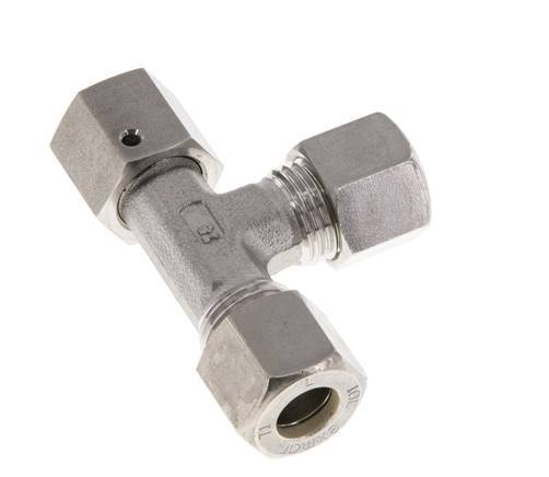 10L Edelstahl rechtwinkliges T-Stück Kompressionsfitting mit Drehgelenk 315 bar FKM Einstellbar ISO 8434-1