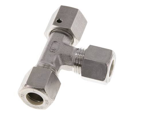 10L Edelstahl rechtwinkliges T-Stück Kompressionsfitting mit Drehgelenk 315 bar FKM Einstellbar ISO 8434-1
