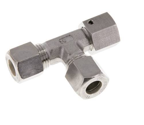 10L Edelstahl rechtwinkliges T-Stück Kompressionsfitting mit Drehgelenk 315 bar FKM Einstellbar ISO 8434-1
