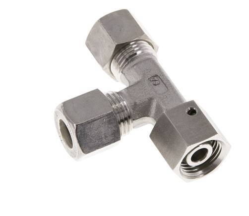 10L Edelstahl rechtwinkliges T-Stück Kompressionsfitting mit Drehgelenk 315 bar FKM Einstellbar ISO 8434-1