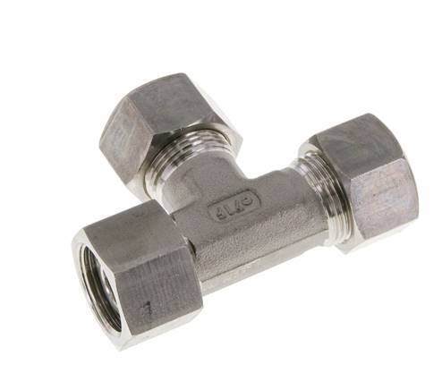 15L Edelstahl rechtwinkliges T-Kompressionsfitting mit Drehgelenk 315 bar FKM Einstellbar ISO 8434-1