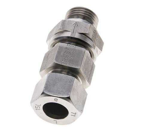 Hydraulic Check Valve Cutting Ring 15L (M22x1.5) & G1/2'' Male Stainless Steel 1-250bar (15-3625)psi Tube-Thread ISO 8434-1