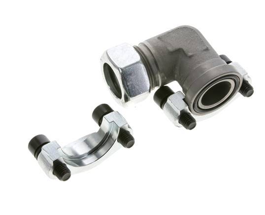 1''-Winkelstück SAE-Flansch 3000 PSI Stahl mit 28L (M36x2) ISO 6162-1