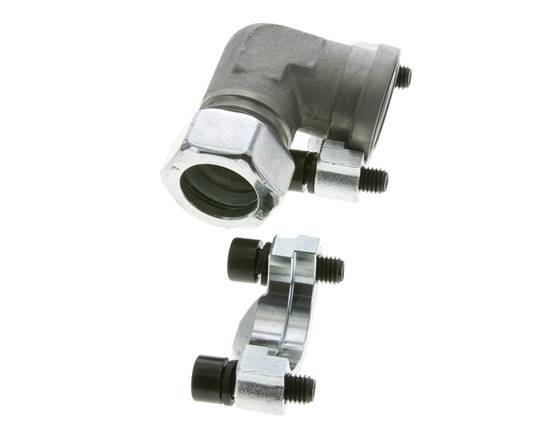1''-Winkelstück SAE-Flansch 3000 PSI Stahl mit 28L (M36x2) ISO 6162-1