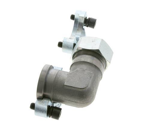 1-1/4'' Winkelstück SAE-Flansch 3000 PSI Stahl mit 35L (M45x2) ISO 6162-1