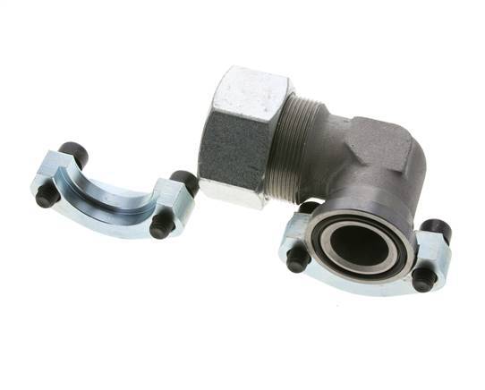 1-1/4'' Winkelstück SAE-Flansch 3000 PSI Stahl mit 38S (M52x2) ISO 6162-1