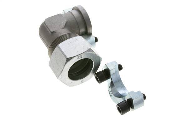 1-1/4'' Winkelstück SAE-Flansch 3000 PSI Stahl mit 38S (M52x2) ISO 6162-1