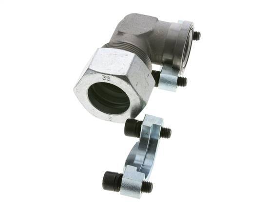 1-1/4'' Winkelstück SAE-Flansch 3000 PSI Stahl mit 38S (M52x2) ISO 6162-1