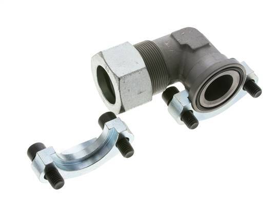 1-1/2''-Winkelstück SAE-Flansch 3000 PSI Stahl mit 38S (M52x2) ISO 6162-1