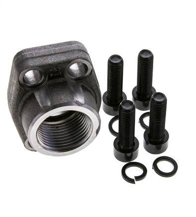 1'' SAE-Flansch 3000 PSI Glattstahl mit G1'' Innengewinde ISO 6162-1