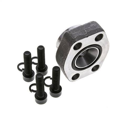 1-1/4'' SAE Flange 3000 PSI Plain Steel with G3/4'' Female Threads ISO 6162-1