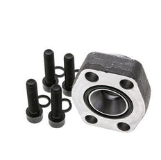 1-1/4'' SAE Flange 3000 PSI Plain Steel with G3/4'' Female Threads ISO 6162-1