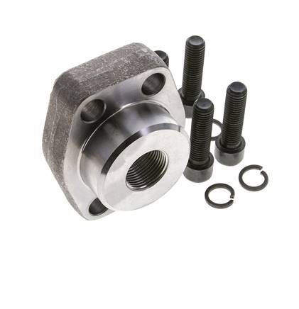 1-1/2'' SAE Flange 3000 PSI Plain Steel with G3/4'' Female Threads ISO 6162-1