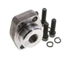 1-1/2'' SAE Flange 3000 PSI Plain Steel with G3/4'' Female Threads ISO 6162-1