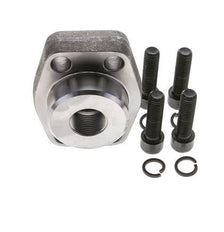 1-1/2'' SAE Flange 3000 PSI Plain Steel with G3/4'' Female Threads ISO 6162-1