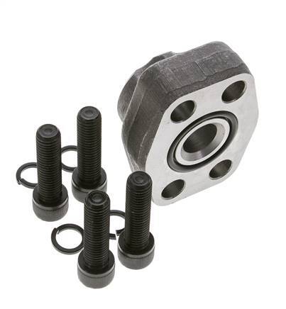 1'' SAE Flange 6000 PSI Plain Steel with G3/4'' Female Threads ISO 6162-2