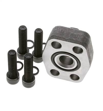 1'' SAE Flange 6000 PSI Plain Steel with G3/4'' Female Threads ISO 6162-2