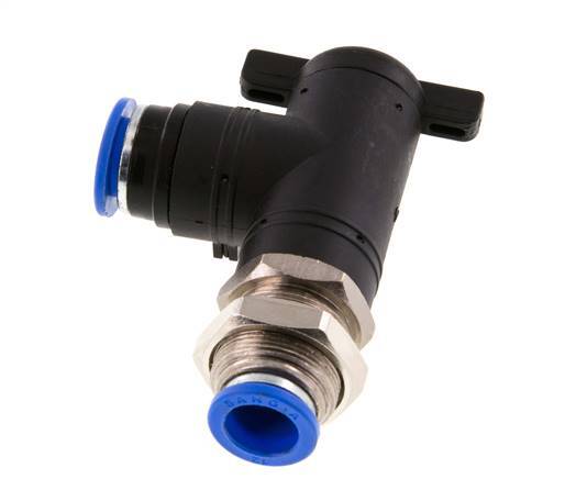 2-Wege-Winkel-Kugelhahn 12 mm Kunststoff/Messing Schottverschraubung