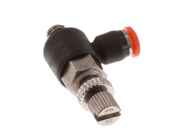 Flow Control Silencer Meter-In Elbow 3 mm - M5 Brass/PBT