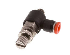 Durchflussregelung Schalldämpfer Meter-In-Winkel 3 mm - M5 Messing/PBT