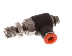 Durchflussregelung Schalldämpfer Meter-In-Winkel 3 mm - M5 Messing/PBT