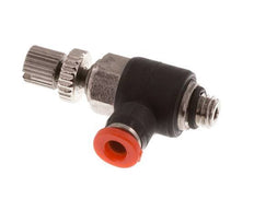 Durchflussregelung Schalldämpfer Meter-In-Winkel 3 mm - M5 Messing/PBT