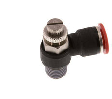 Durchflussregelung Schalldämpfer Meter-In Winkel 10 mm - R1/4'' Messing/PA 66