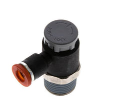 Durchflussregelventil Meter-In-Winkelstück 6 mm - R3/8'' Messing/PA 66 Sicherungsmutter