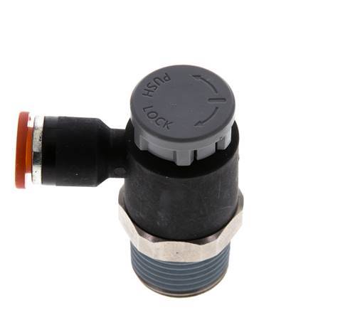 Durchflussregelventil Meter-In-Winkelstück 6 mm - R3/8'' Messing/PA 66 Sicherungsmutter