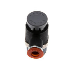 Durchflussregelventil Meter-In-Winkelstück 6 mm - R3/8'' Messing/PA 66 Sicherungsmutter