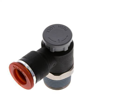 Durchflussregelventil Meter-In-Winkelstück 10 mm - R3/8'' Messing/PA 66 Sicherungsmutter