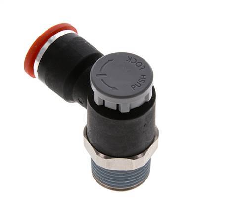 Durchflussregelventil Meter-In-Winkelstück 10 mm - R3/8'' Messing/PA 66 Sicherungsmutter